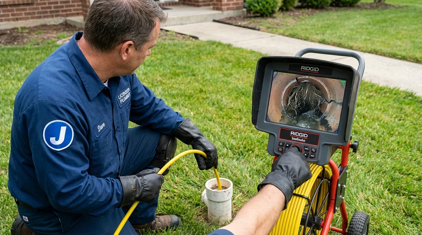 Sewer camera inspection being performed by Johns Plumbing LLC in Shattuck