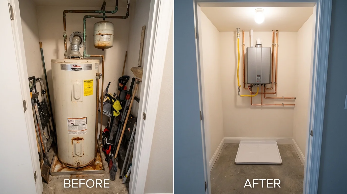Tank water heater versus wall-mounted tankless unit comparison for Shattuck, OK homeowners
