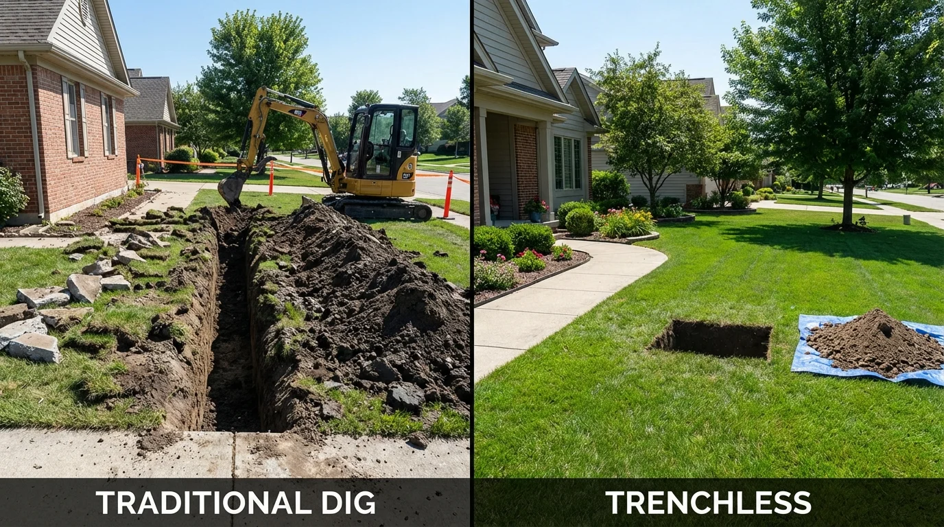 Trenchless sewer repair with minimal yard damage versus traditional excavation in Shattuck, OK